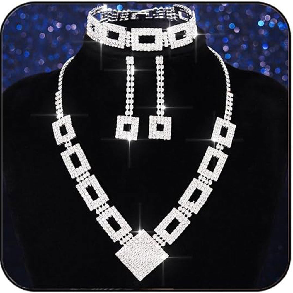 Bold Rhinestone Link Necklace Set