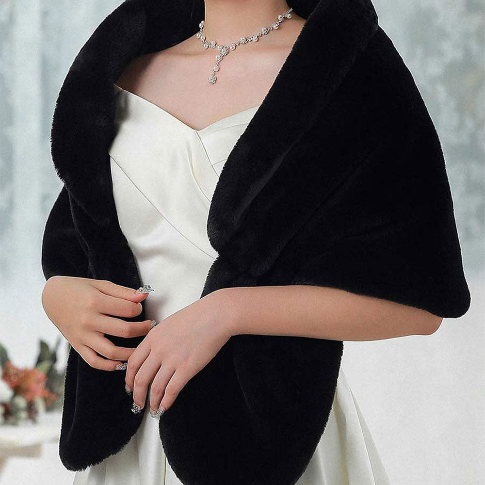 Women's Warm Faux Fur Shawl Formal Occasion Faux Fur Stole