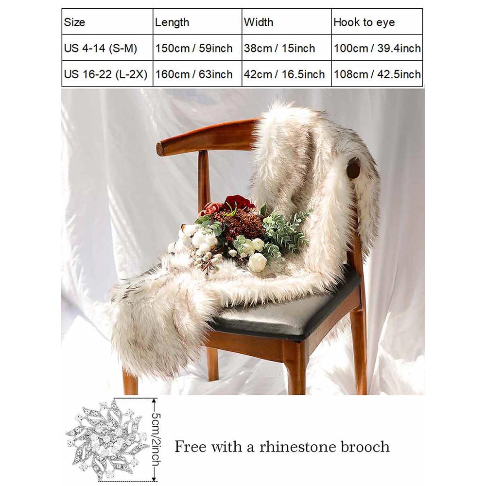 Women Faux Fur Shawls Light Brown Faux Fox Fur Shawl
