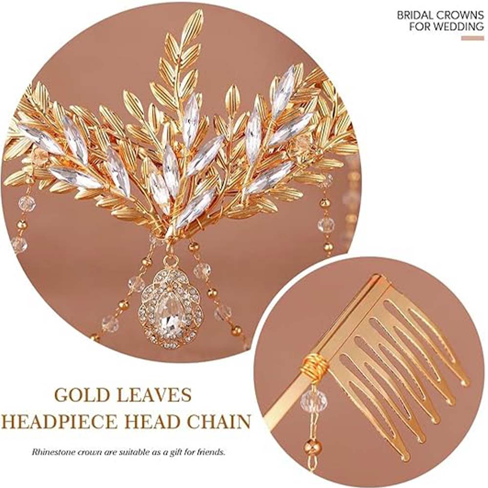 Elven Fantasy Headpiece | Leaves & Crystal Gems