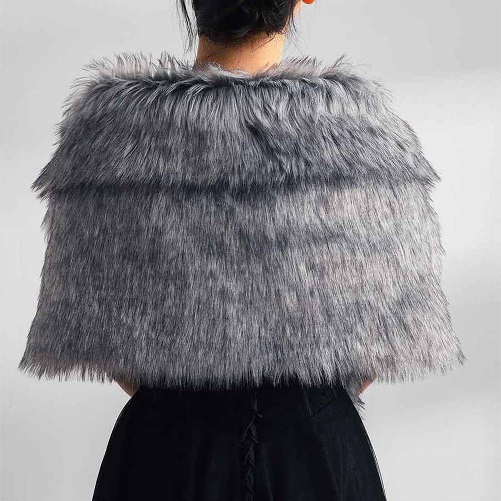 Women's Warm Faux Fur Shawl Formal Occasion Faux Fur Stole