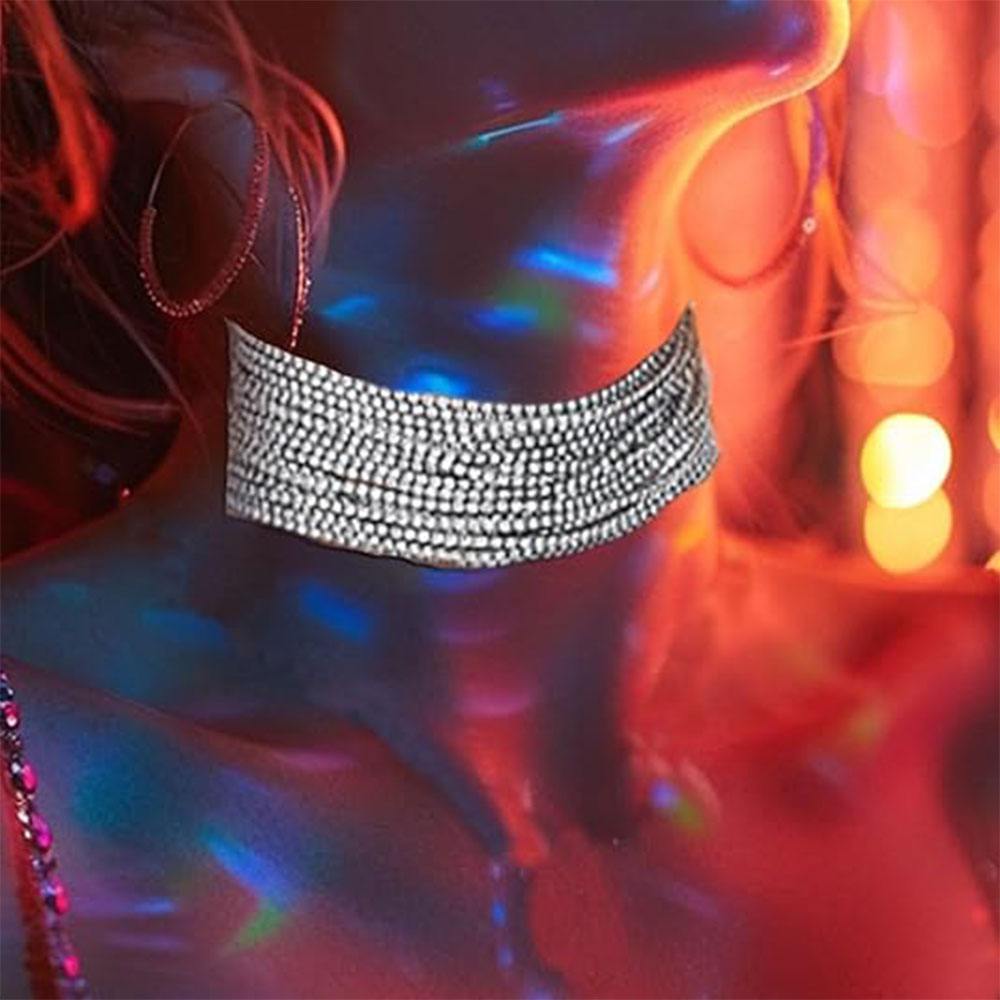 Bold Crystal Choker Necklace: Wide Band