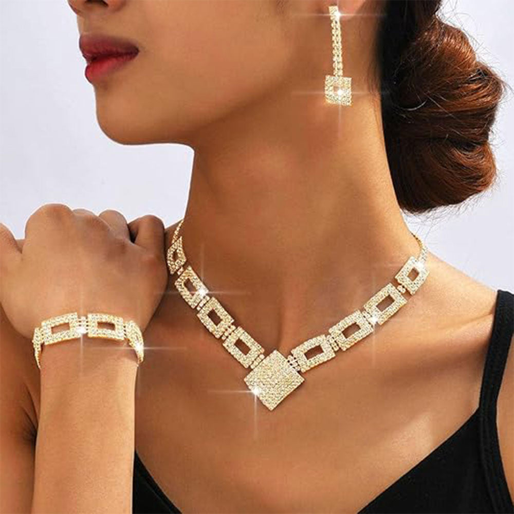 Edgy Geometric Necklace Earrings