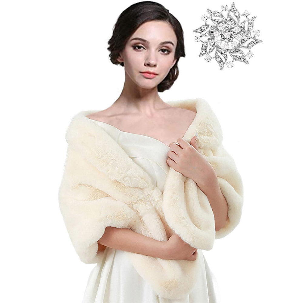 Women's Warm Faux Fur Shawl Formal Occasion Faux Fur Stole