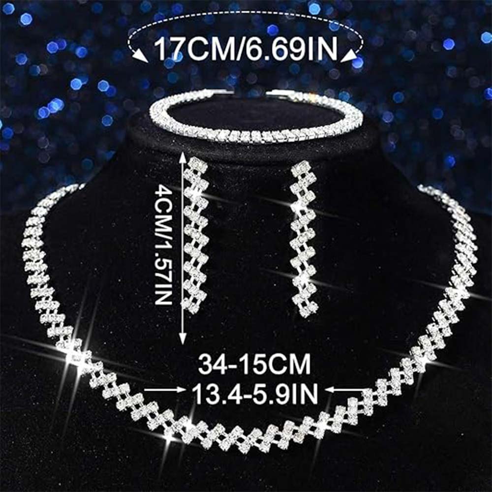 Dazzling V-Necklace Earring Bracelet