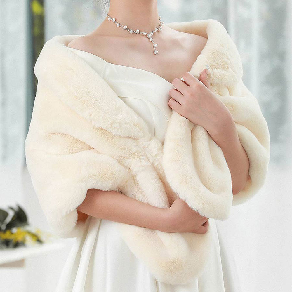 Women's Warm Faux Fur Shawl Formal Occasion Faux Fur Stole