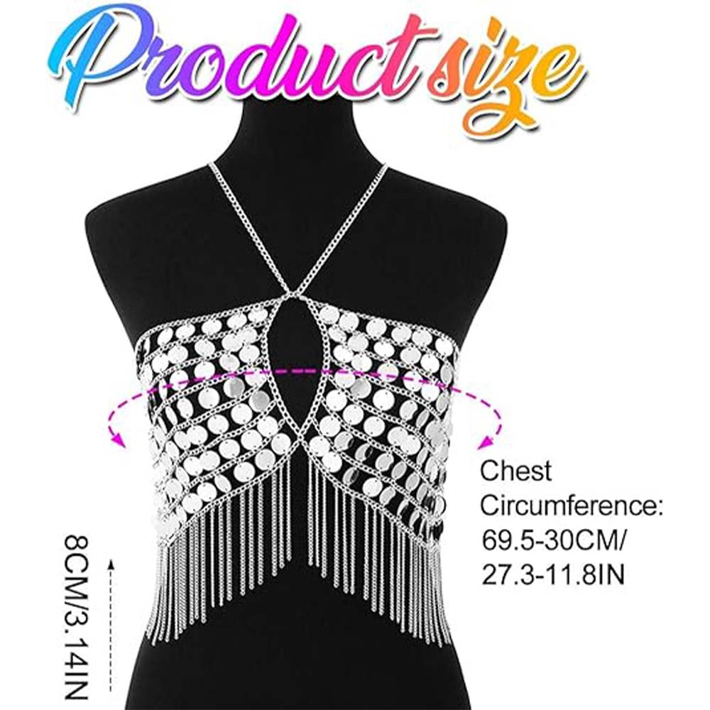 Glamorous Mirror Sequin Fringe Crop Top
