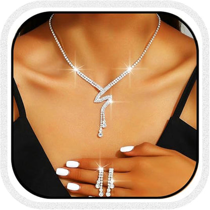 Elegant Flowing Crystal Necklace Set
