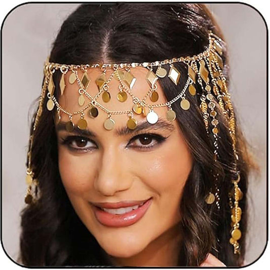 Belly Dance & Boho Golden Fringe Headpiece