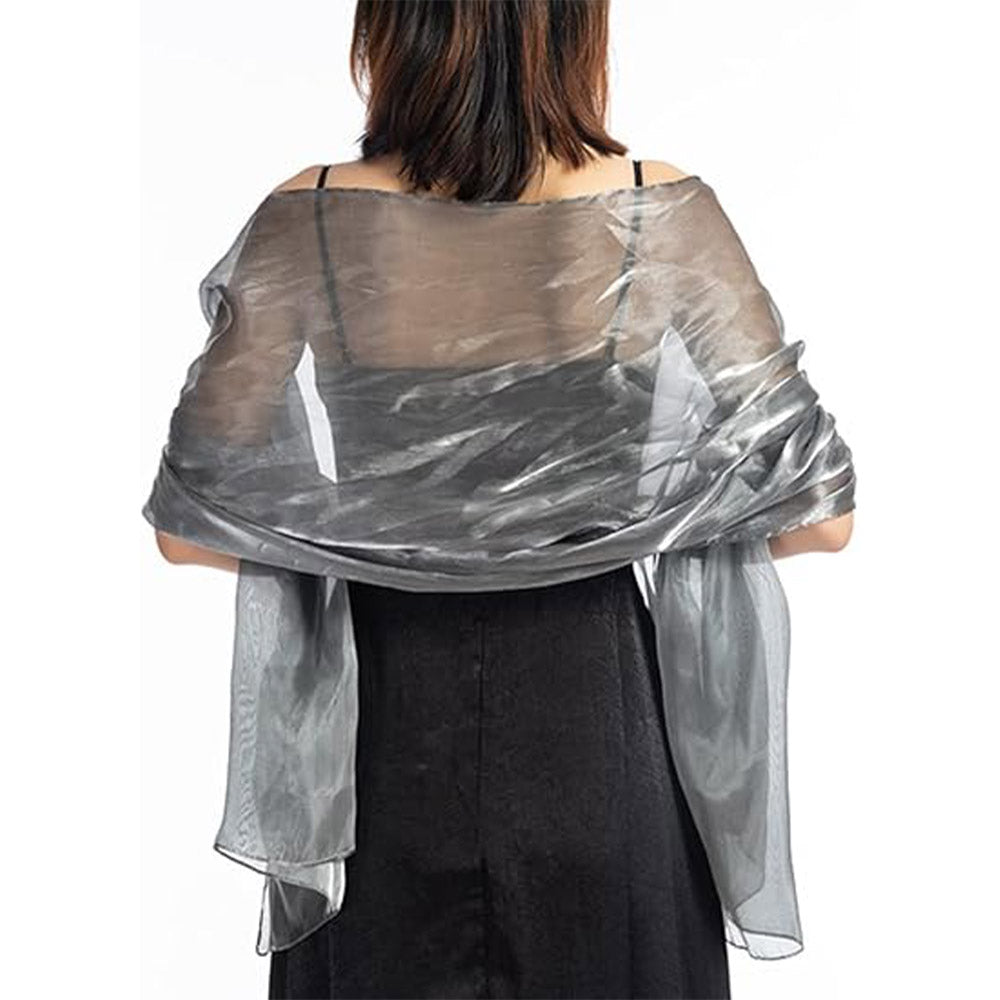 Silver Metallic Shawl for Evening Wear