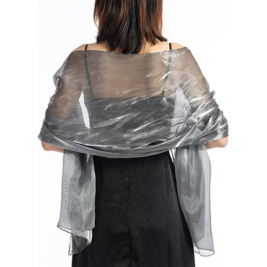 Silver Metallic Shawl for Evening Wear