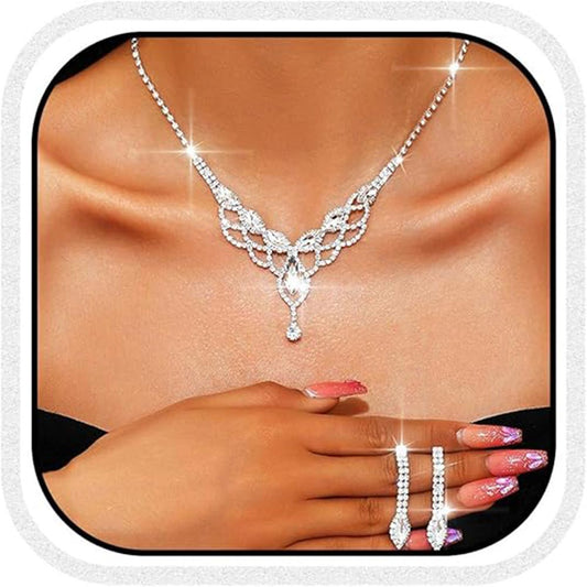 Elegant Gemstone & Crystal Necklace Set