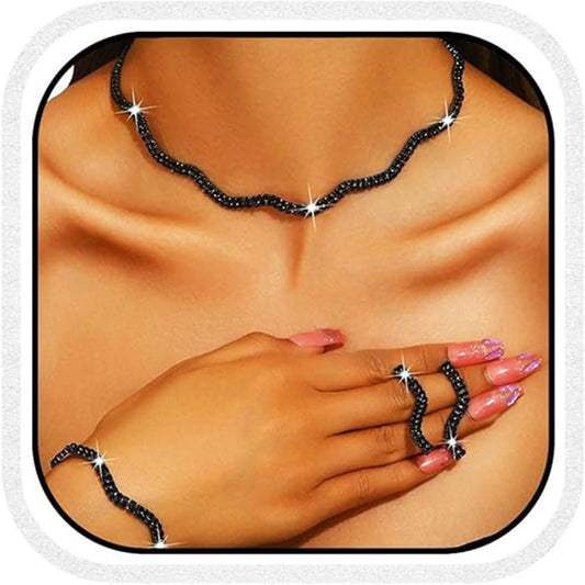 Modern Wave Rhinestone Jewelry Set