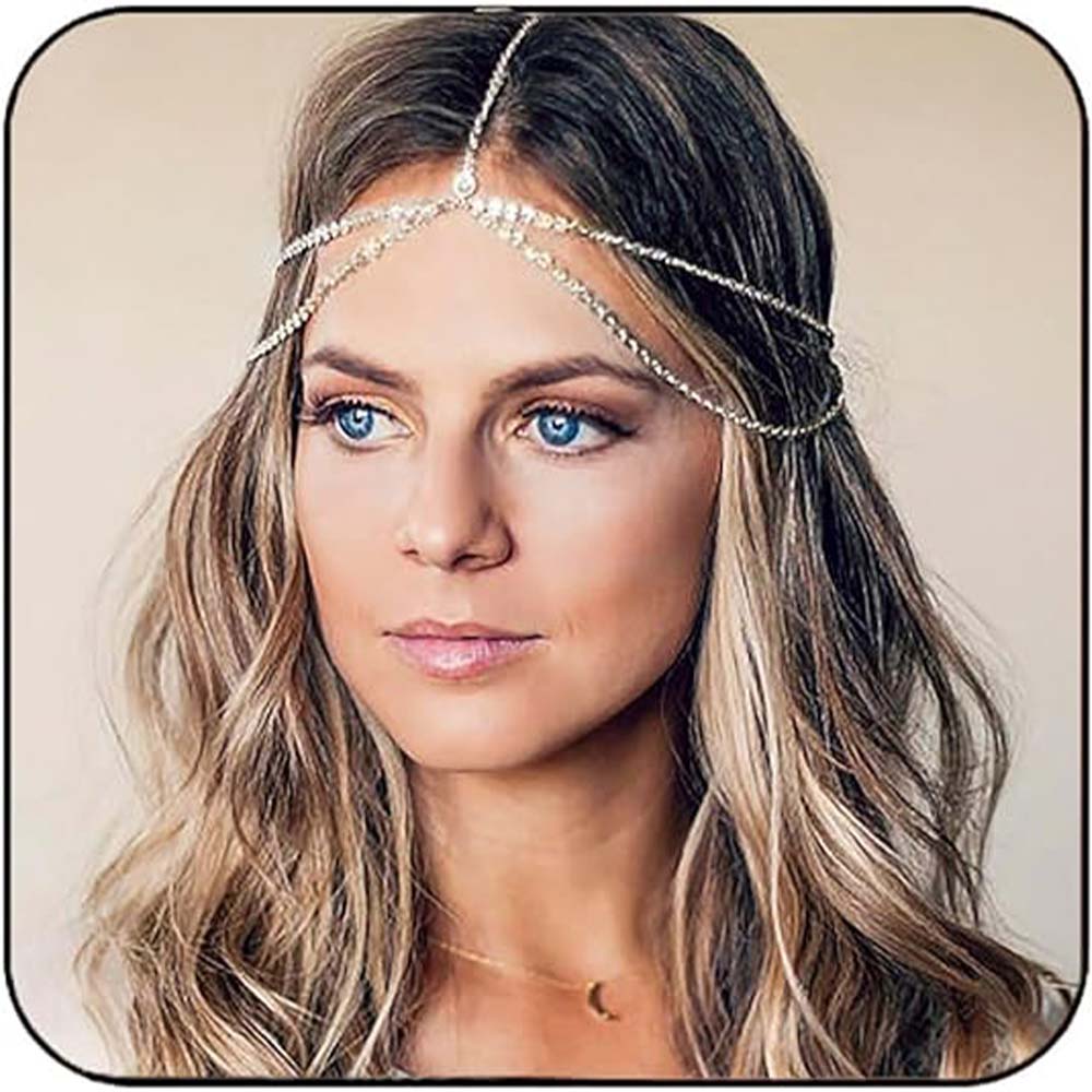 Metallic Sequin Forehead Chain: Boho Chic Headpiece