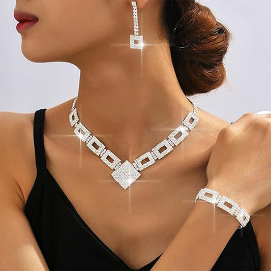 Modern Geometric Crystal Jewelry Set