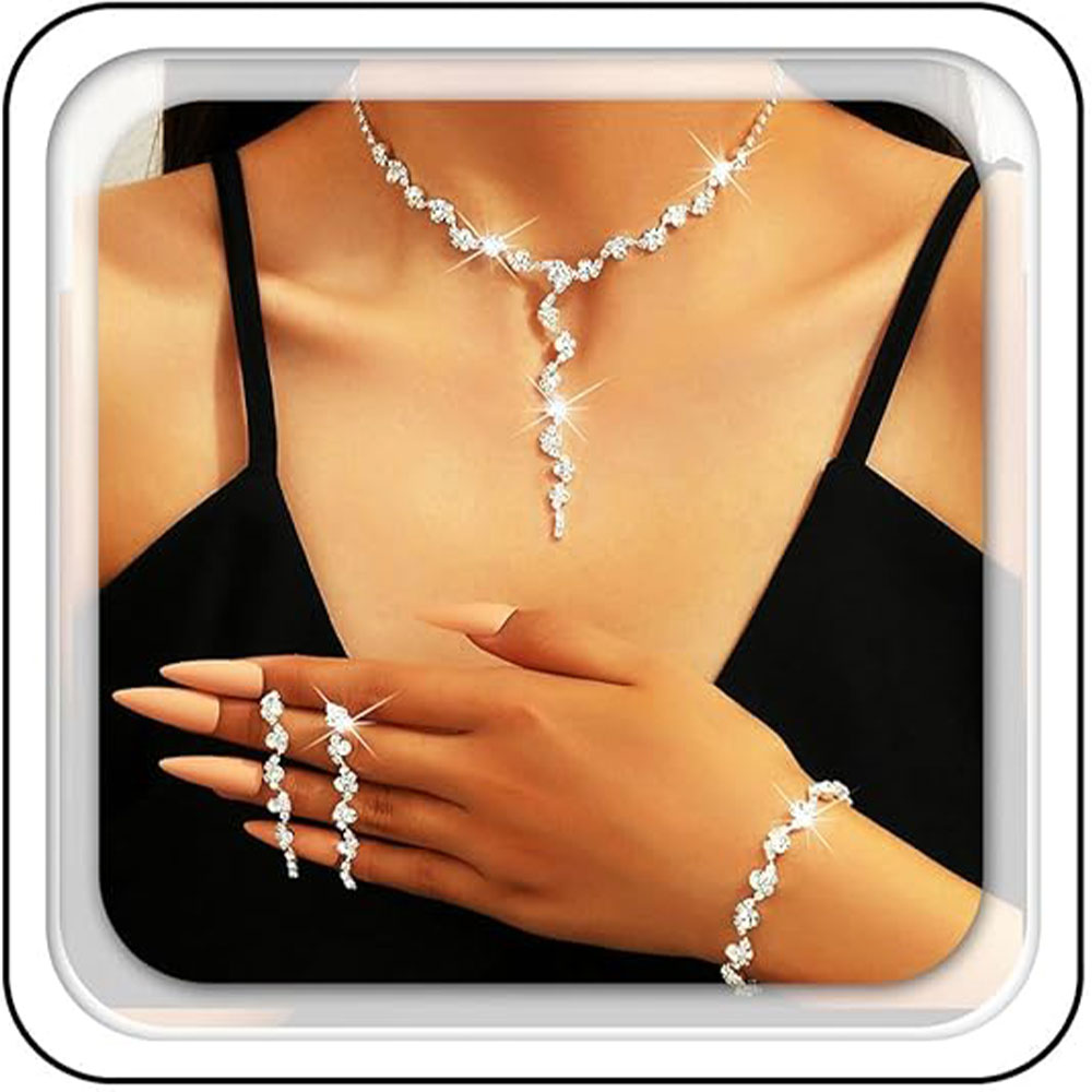Crystal Y Necklace Set (3pc)