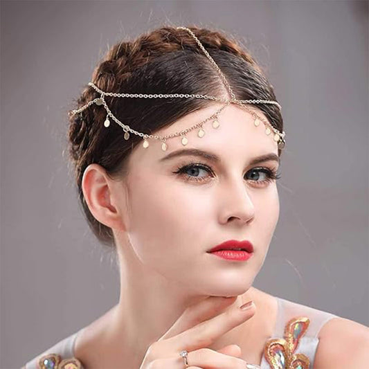Layered Gold Boho Forehead Chain: Bohemian Headpiece