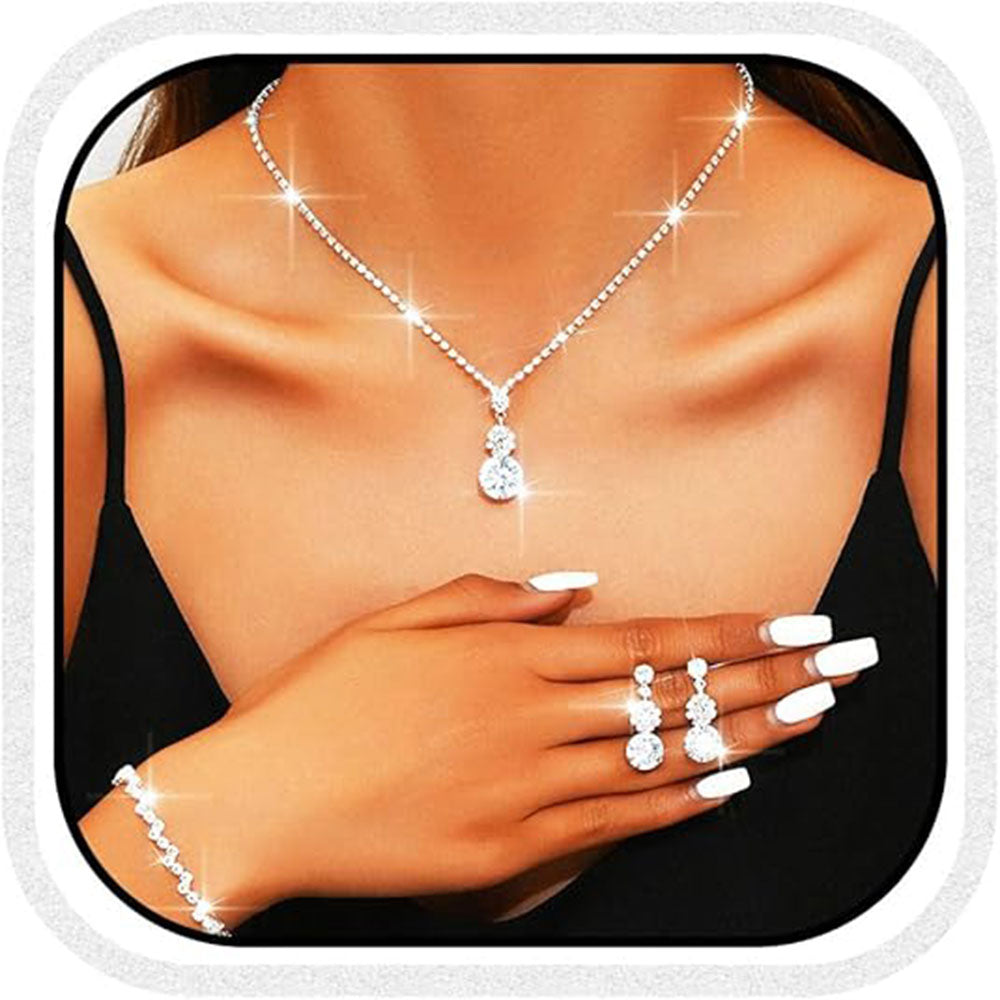Delicate Stacked Crystal Jewelry Set