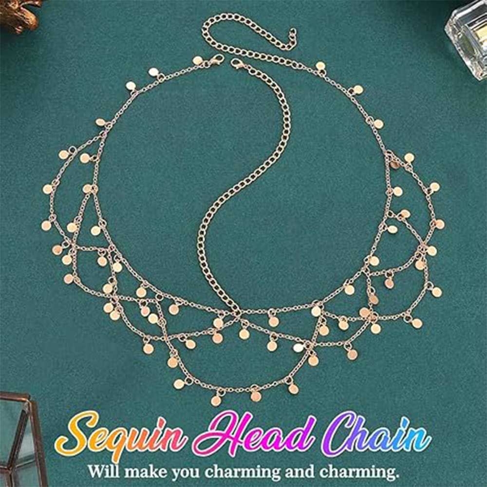 Golden Disc Boho Head Chain: Lightweight Style