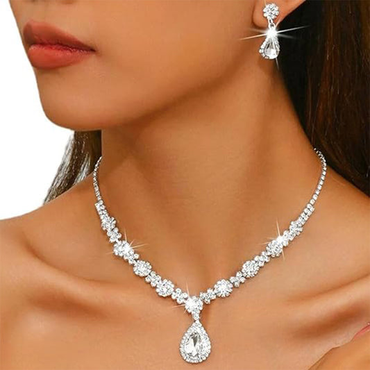 Elegant Teardrop Necklace Earring Set
