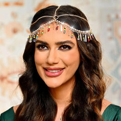 Vibrant Crystal Headpiece | Boho Festival Pendants