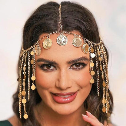 Gold Coin Tassel Head Chain: Exotic Goddess