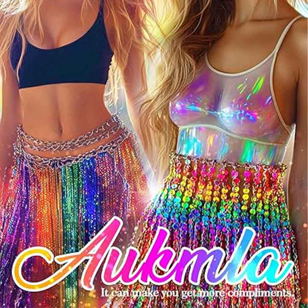 Sexy Rainbow Sequin Fringe Dance Skirt