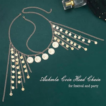 Ancient Goddess Gold Coin & Tassel Headpiece