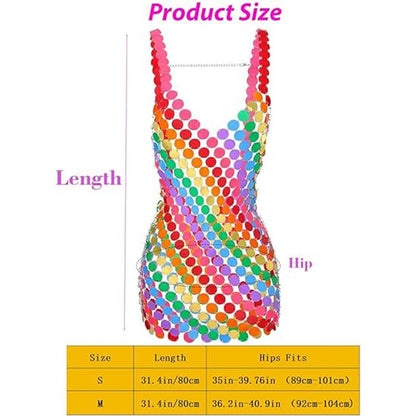 Rainbow Sequin Bodycon Slip Dress for Club