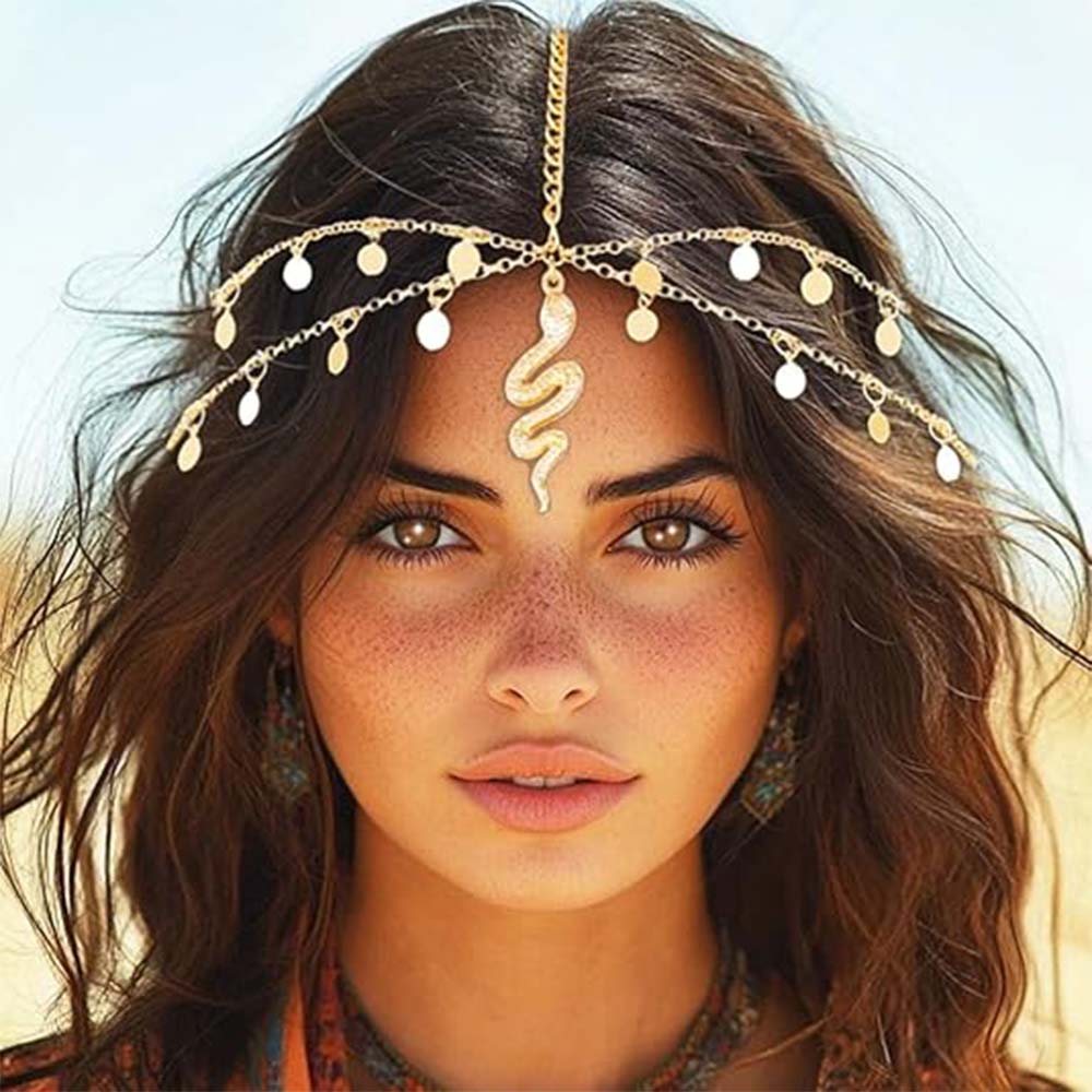 Mystic Snake Boho Head Chain: Shimmering Style