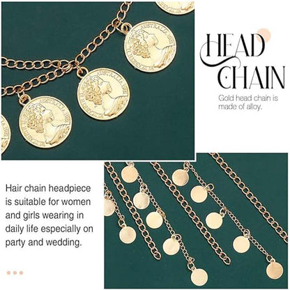 Exotic Head Chain: Gold Coins & Tassels