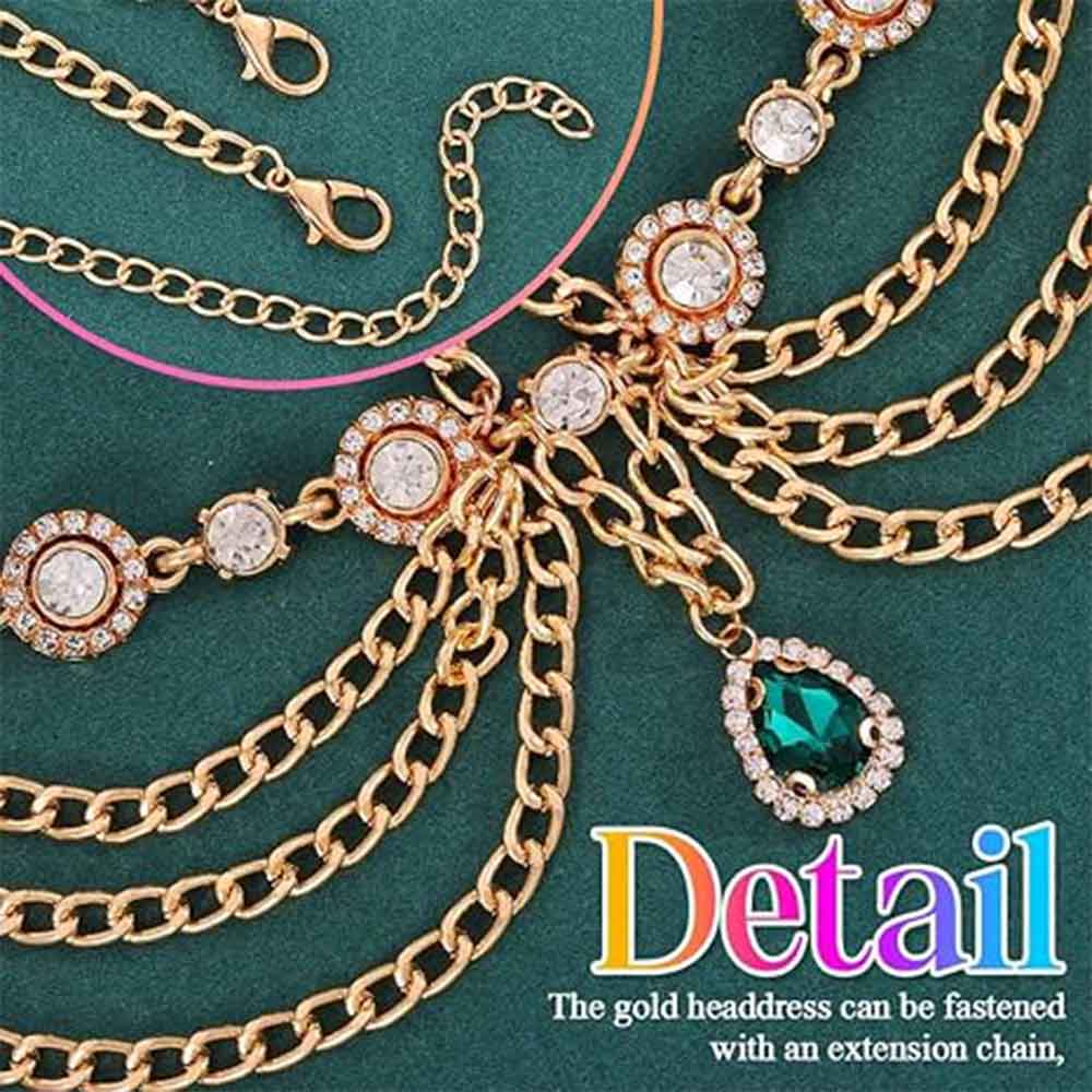 Jeweled Emerald Teardrop Head Chain