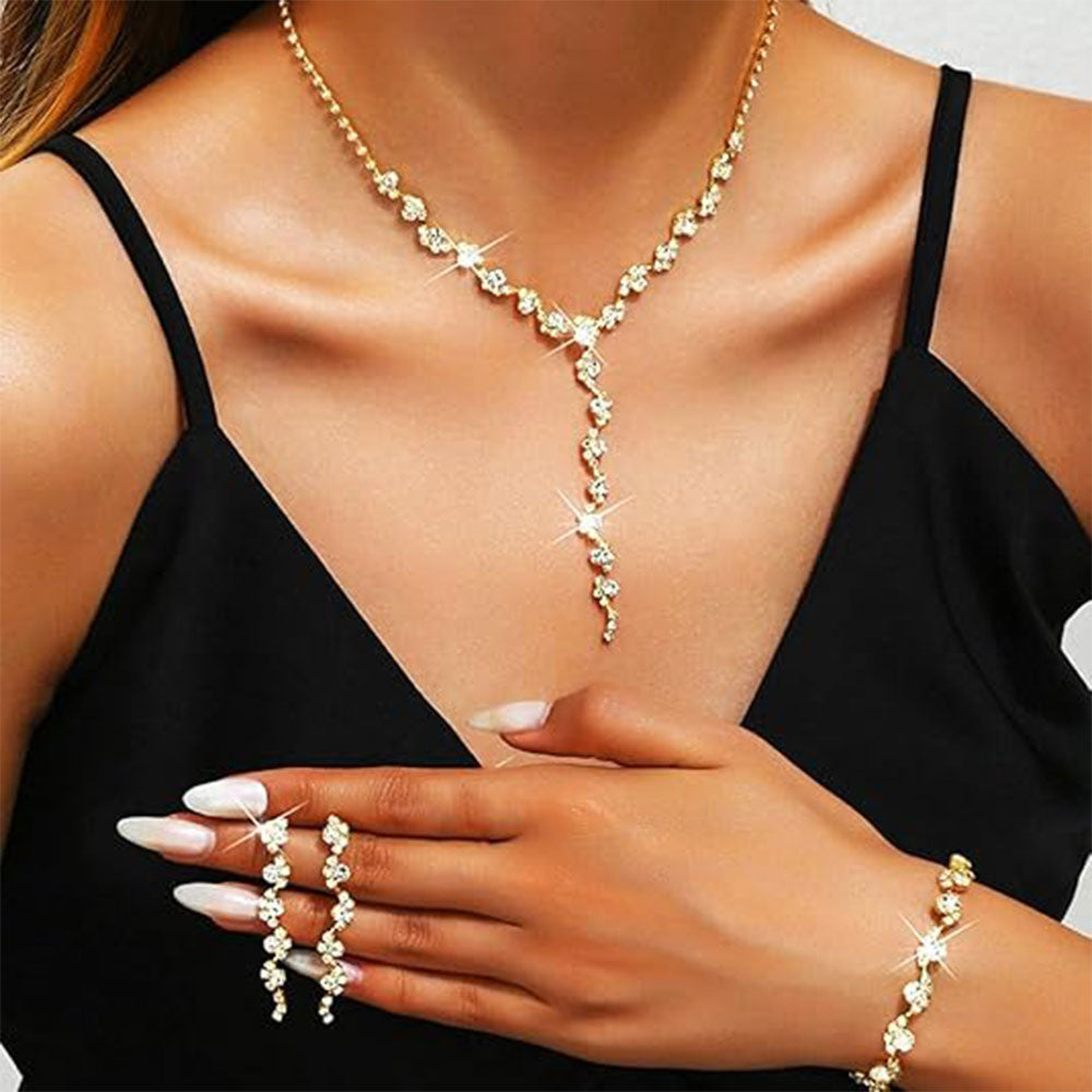 Y Drop Necklace Chain Earring Set