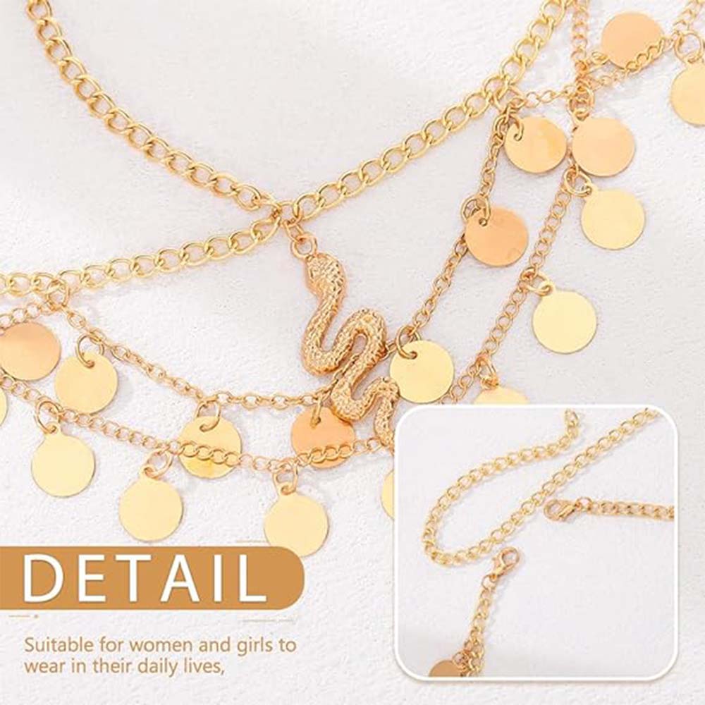 Snake Pendant Headpiece | Golden Layered Chains