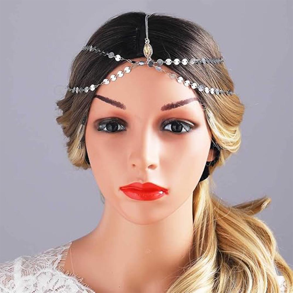 Boho Sequin Forehead Chain: Modern Head Jewelry for Women