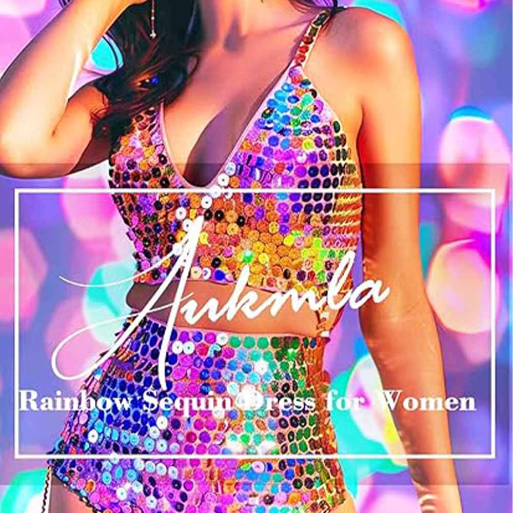 Sparkling Rainbow Sequin Slip Mini Dress