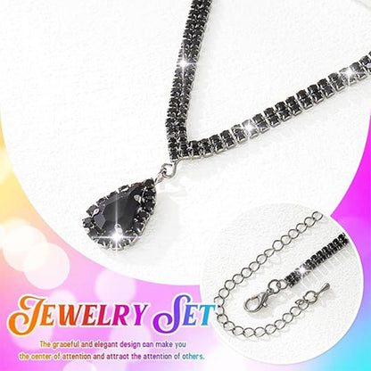 Sparkling Teardrop Necklace Ring Set