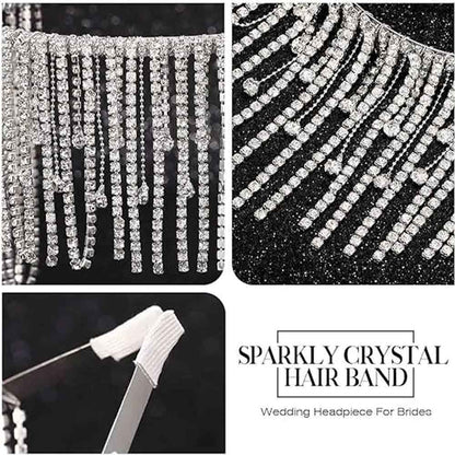 Glamorous Rhinestone Fringe Headpiece for Stage