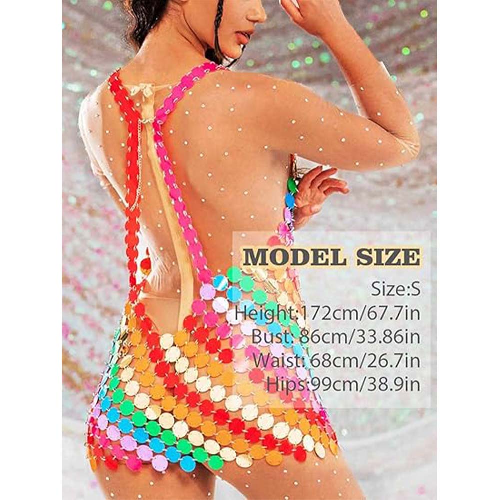 Sexy Rainbow Sequin Slip Dress for Night Out