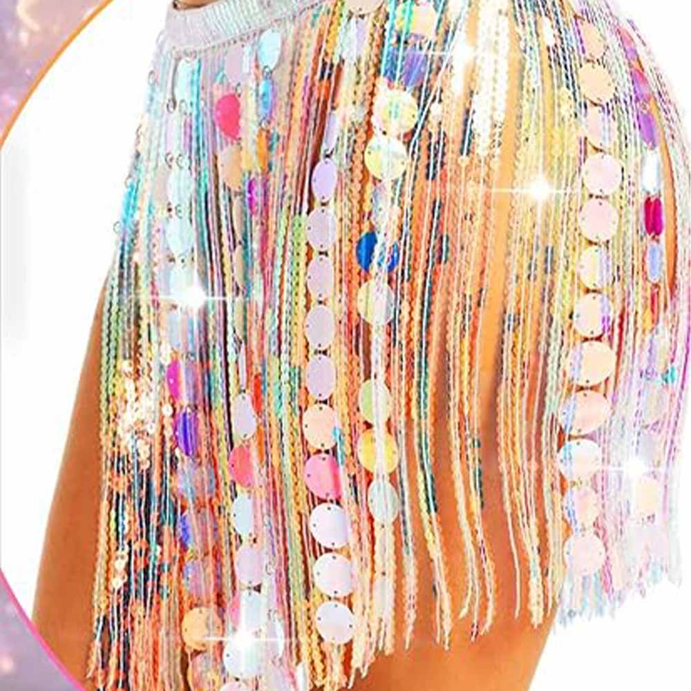 Sparkling Rainbow Sequin Fringe Skirt Club