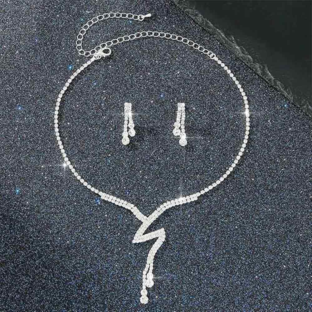 Long Drop Crystal Necklace Set
