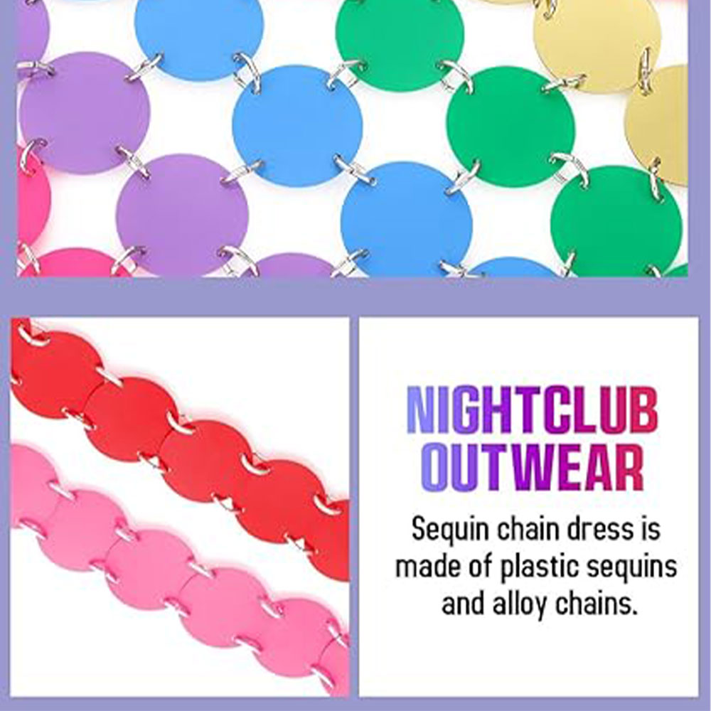 Bold Rainbow Sequin Slip Dress Party Statement