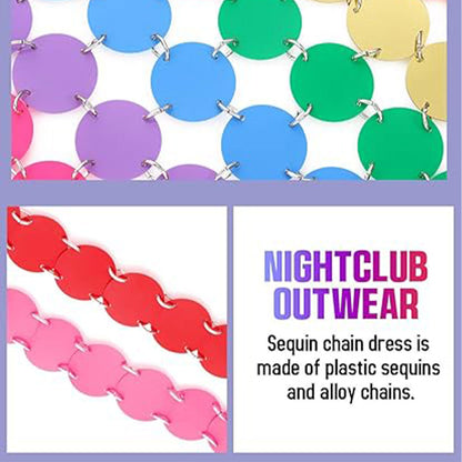 Bold Rainbow Sequin Slip Dress Party Statement