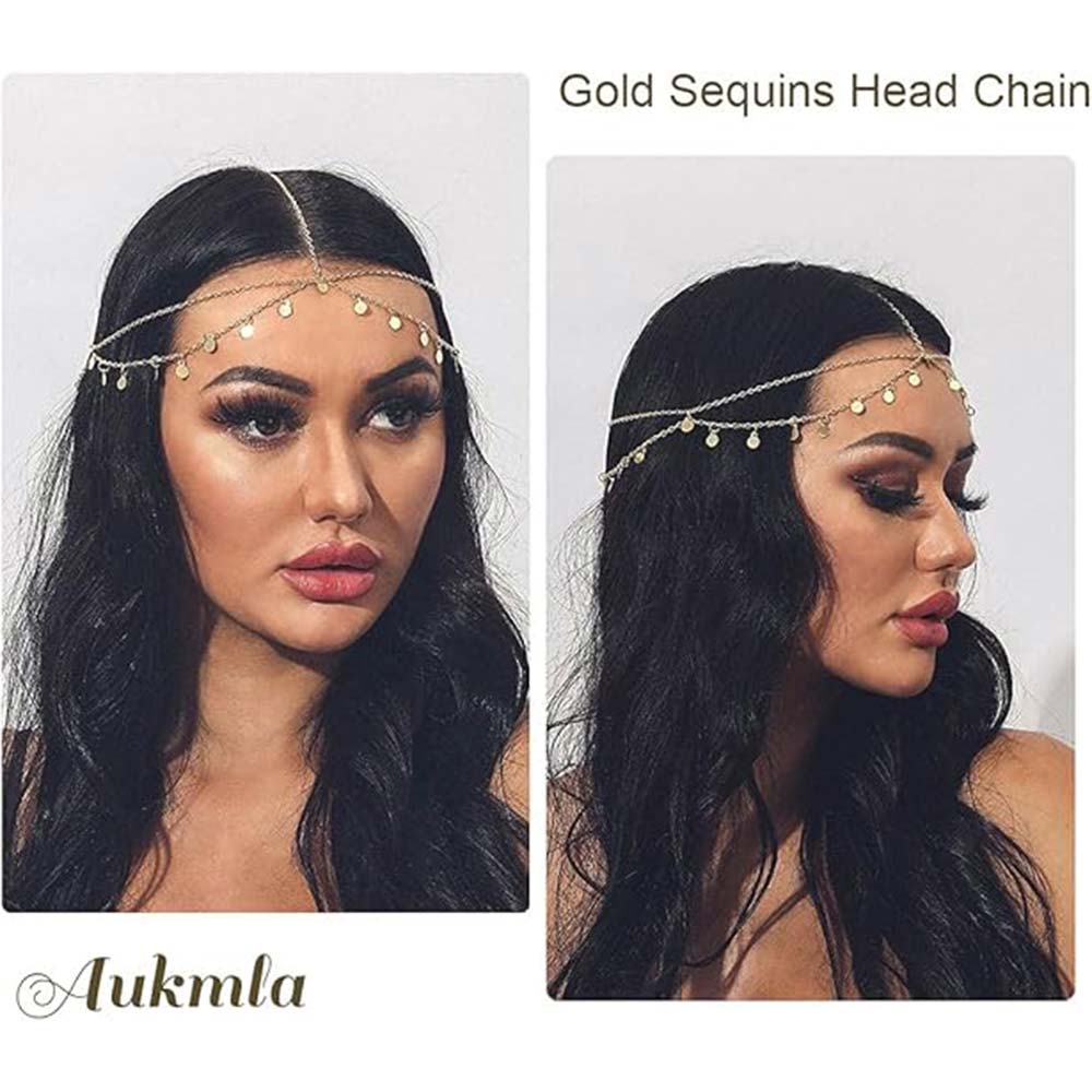 Layered Gold Forehead Chain: Boho Chic Head Jewelry
