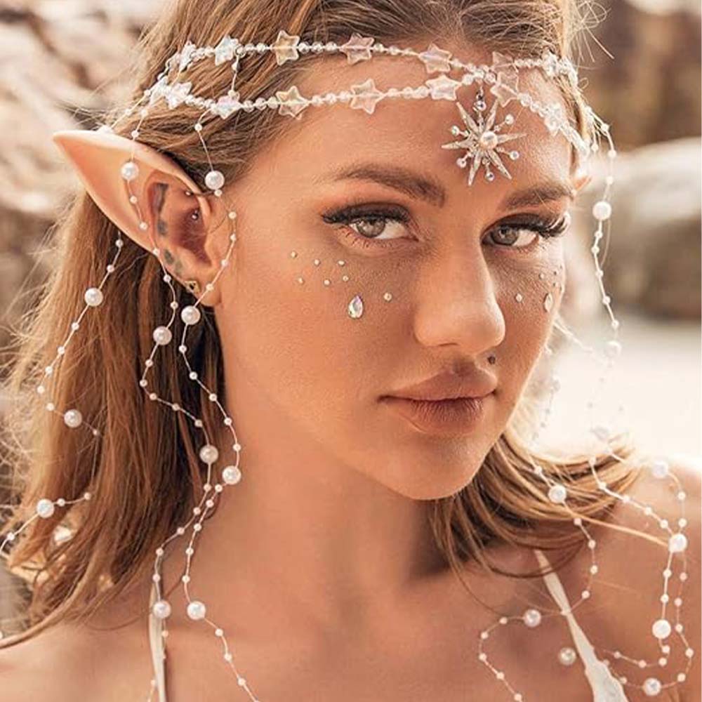 Fantasy Elf Head Chain with Pointed Ears: Jewelry Set