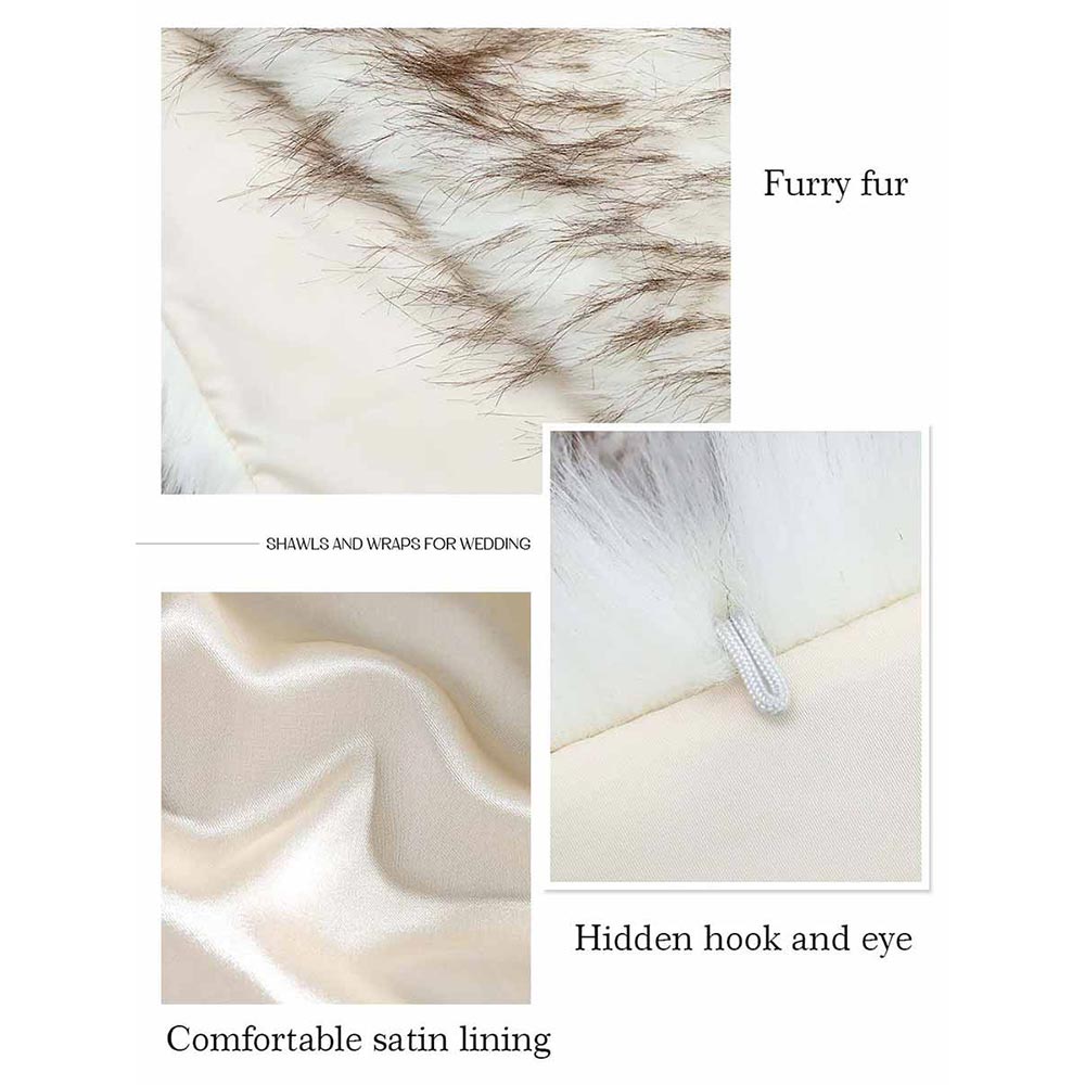 Women Faux Fur Shawls Light Brown Faux Fox Fur Shawl