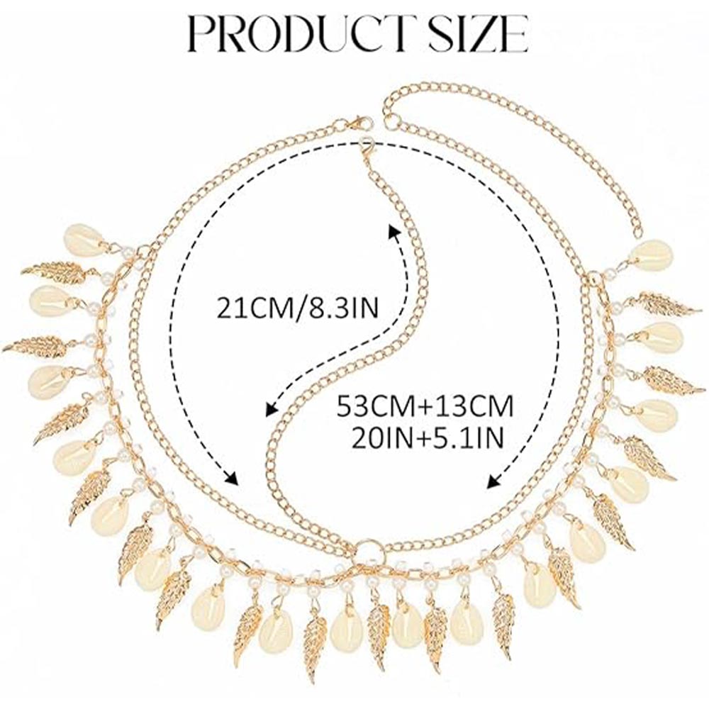 Gold Boho Head Chain: Layered Feather, Shell & Pearl Accents