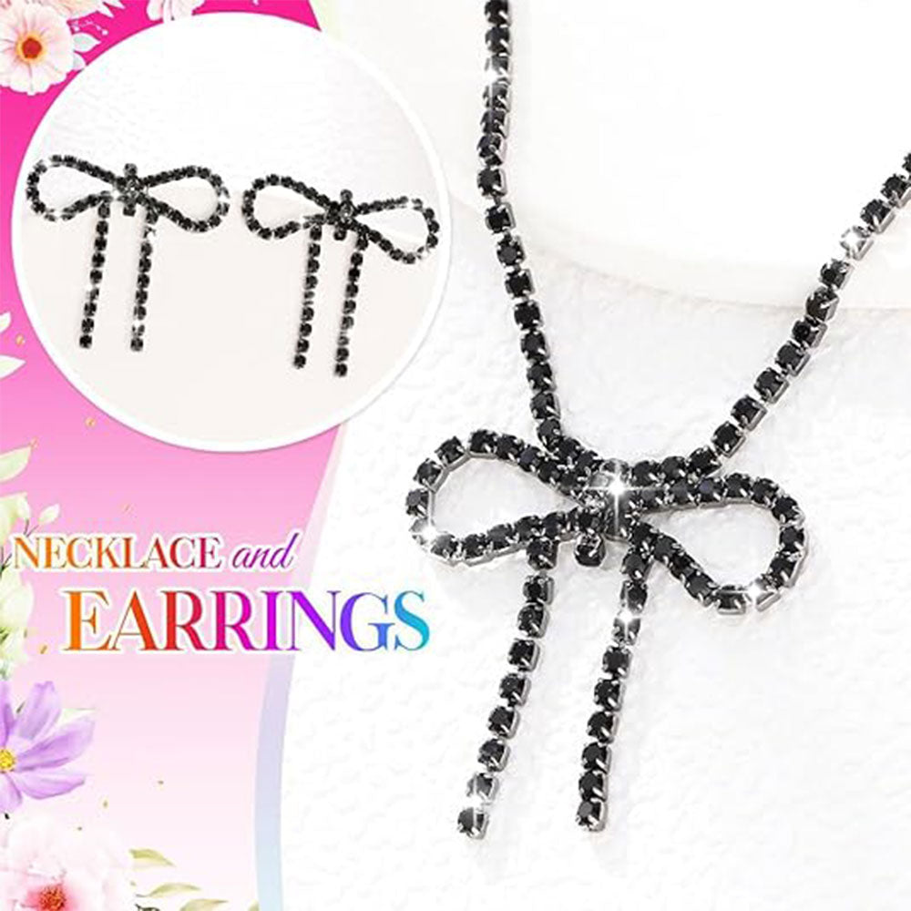 Playful Crystal Bow Jewelry Set