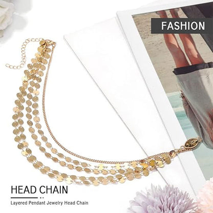 Layered Sequin Forehead Chain: Modern Boho Headpiece