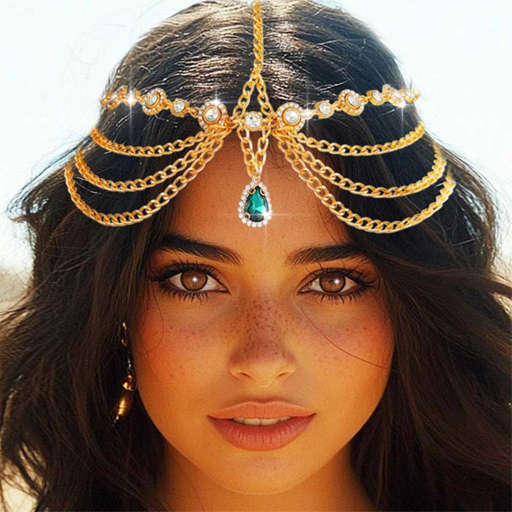 Statement Emerald & Rhinestone Head Chain